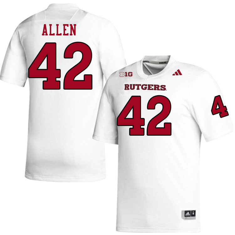 Men #42 DJ Allen Rutgers Scarlet Knights 2024 College Football Jerseys Stitched-White